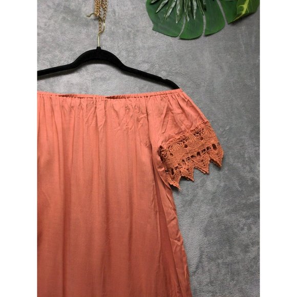 IRIS Women Summer Mini Dress 100% Rayon Off The Shoulder Peach US S(4-6) - Picture 13 of 13